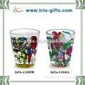 shot glassware with painted colourful logo